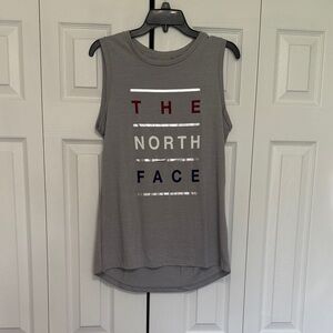The North Face Women's Gray Muscle Tee with Red and Blue Accents